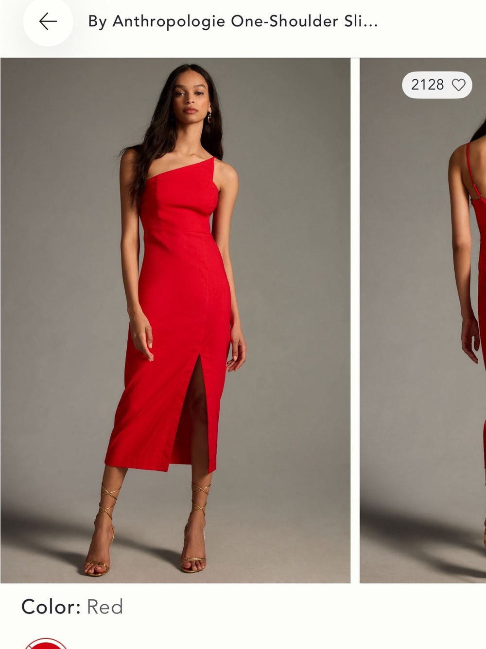Anthropologie One-Shoulder Red Midi Dress